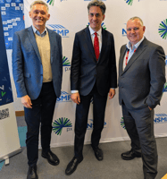 Storegga CEO, Tim Stedman, with Secretary of State for Energy Security and Net Zero, Ed Miliband MP, and Acorn General Manager, Nic Braley
